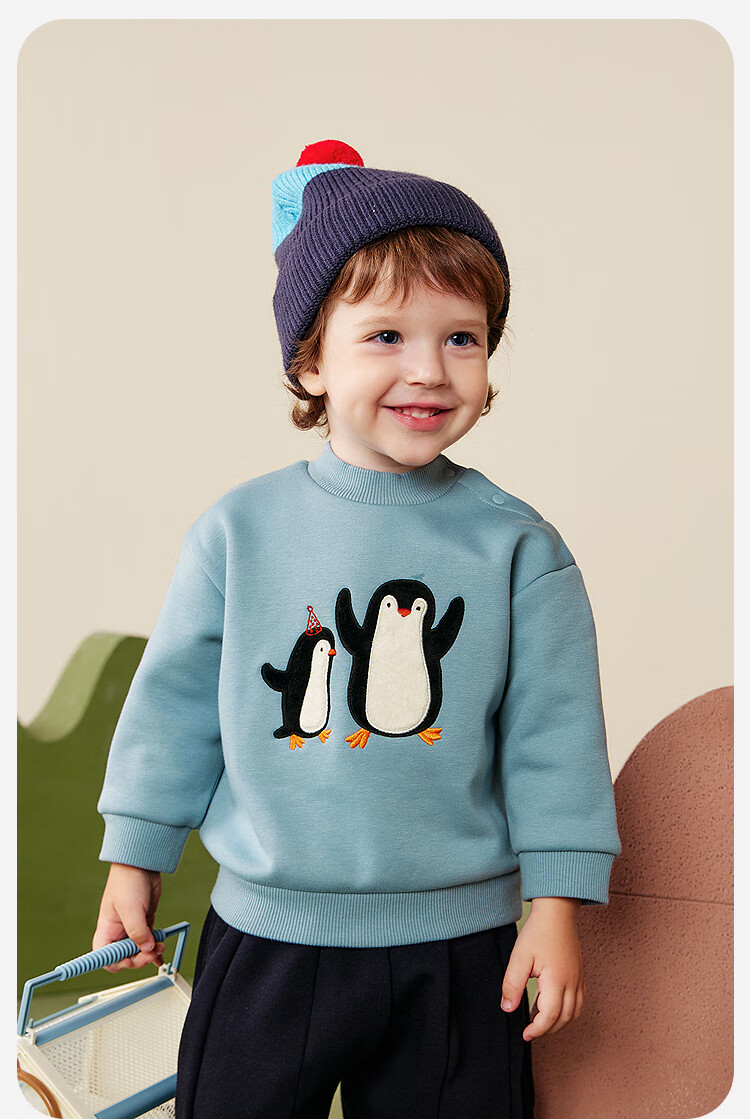 Minibala Kids Boys Girls Baby Fleece-Lined Soft Skin-Friendly Long Sleeve Sweatshirt Autumn Winter 2025 6