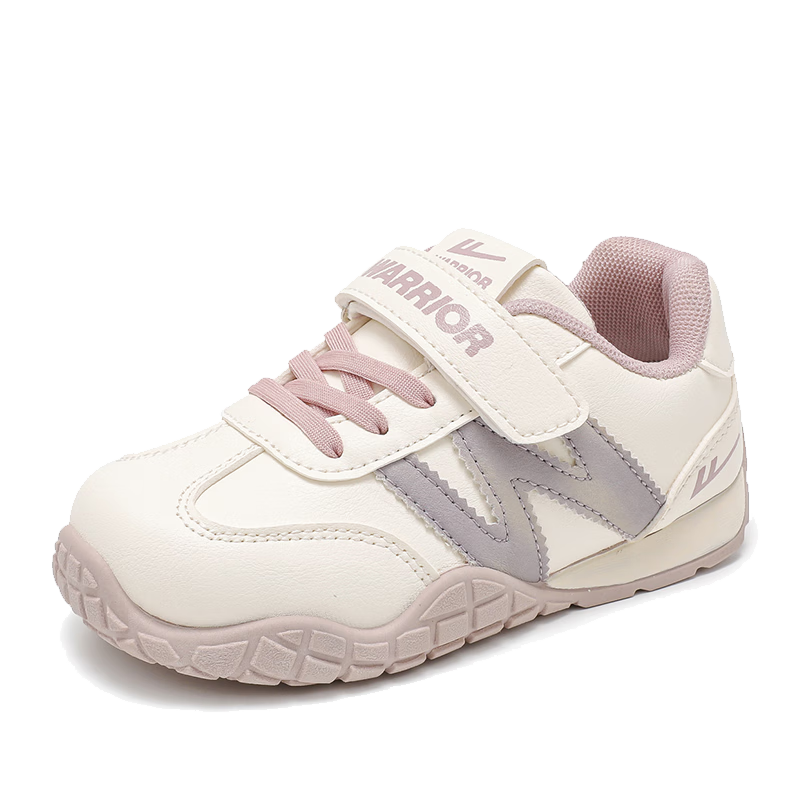Warrior Girls' Sports Shoes Spring and Autumn White Sneakers Lightweight Children's Running Shoes WZ-1643 Beige/Purple 37