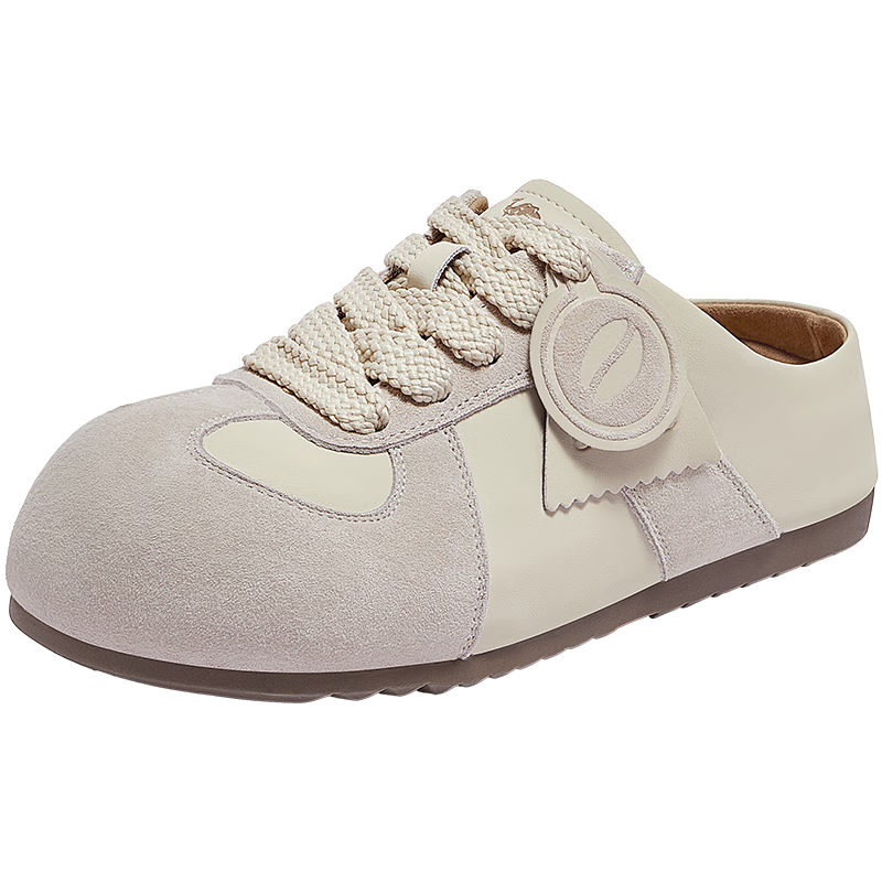 CAMEL Women's Birkenstock Style Relaxed Comfortable Wide Toe Flat Casual Shoes L25A700105 Beige (Half Slip-on) Size 36