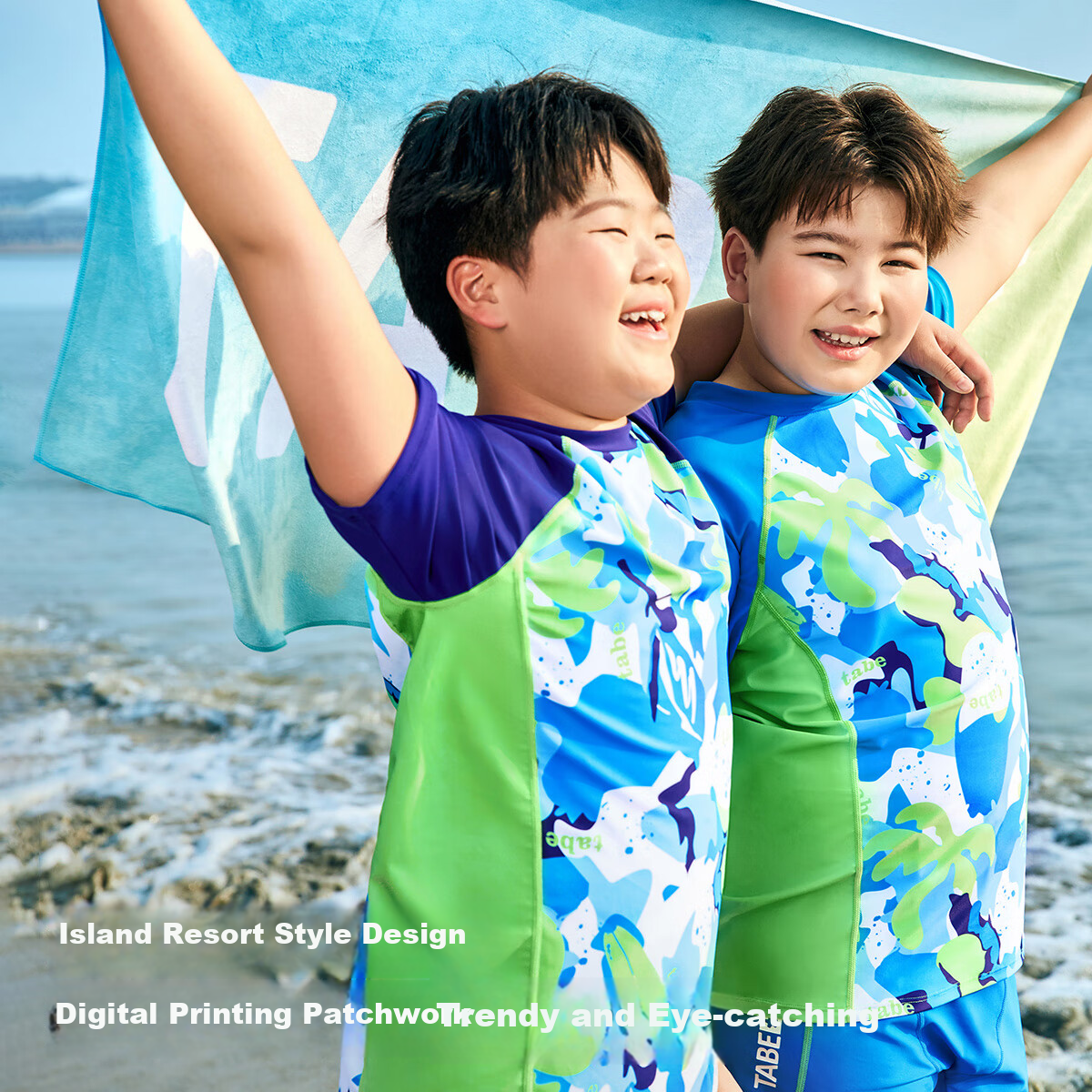 Xiaozhu Tuni Boys' Swimwear, Chlorine-Resistant Quick-Dry Children's Swimsuit, for Ages 6-12 Teenagers, Two-Piece Swimsuit for Older Childre