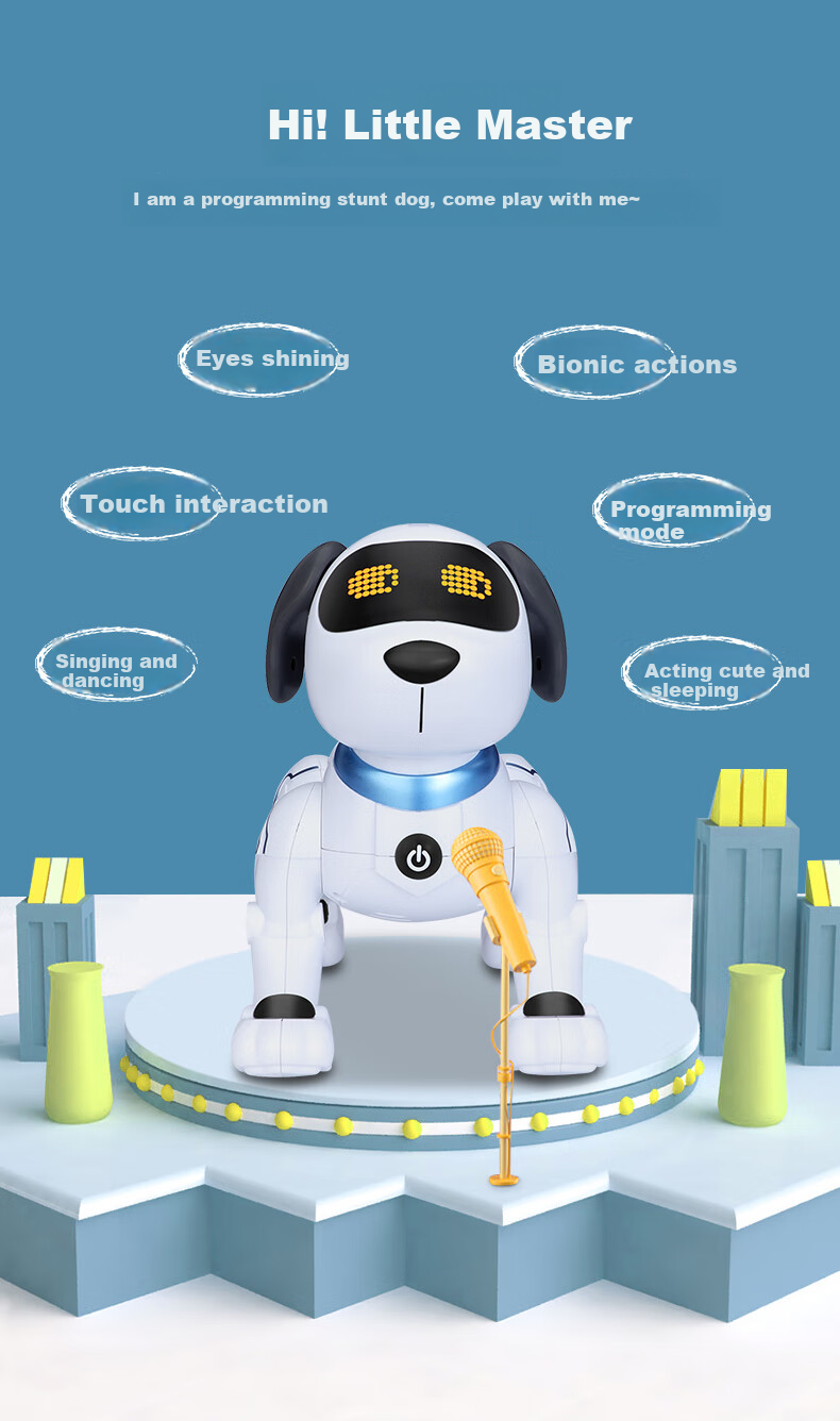 Mixiaoshu Intelligent Robot Dog Remote Control Toy, Children's Programming Early Education Robot, Birthday Gift for Boys And Girls Aged 1-3 Years Old 4
