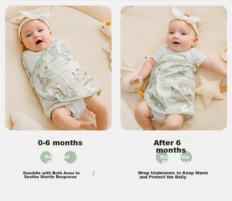 EMXEE Baby Anti-Startle Swaddle, Summer Newborn Infant Swaddling Blanket, Sleeping Bag for All Seasons, Dream Playground Design, 30x74cm 4