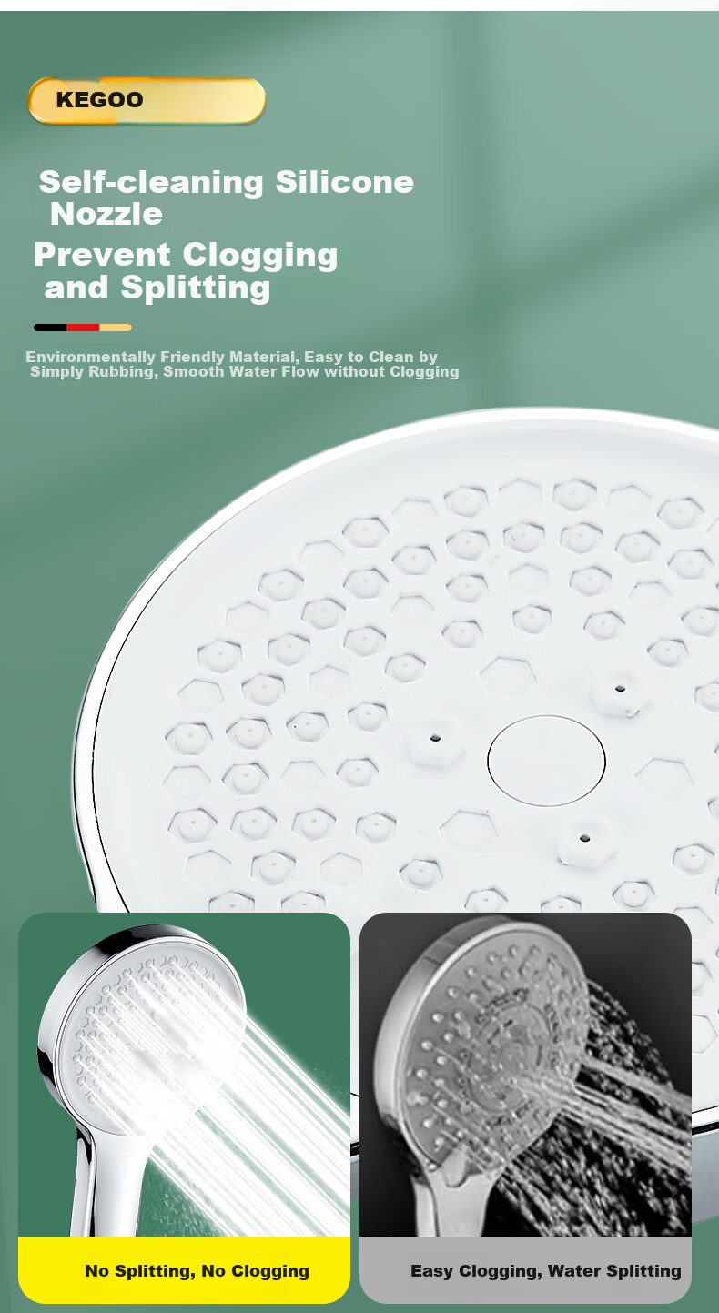 KEGOO High-Pressure Shower Head, Extra Strong Pressurized Handheld Three-Piece Set, Shower Hose, Bathing Handheld Head with Bracket K4048 6