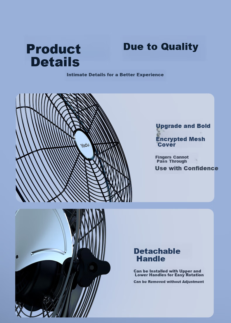 YADU Extra Large Floor Fan Industrial Powerful Cooling Fan High Power Commercial Warehouse Floor Fan 10