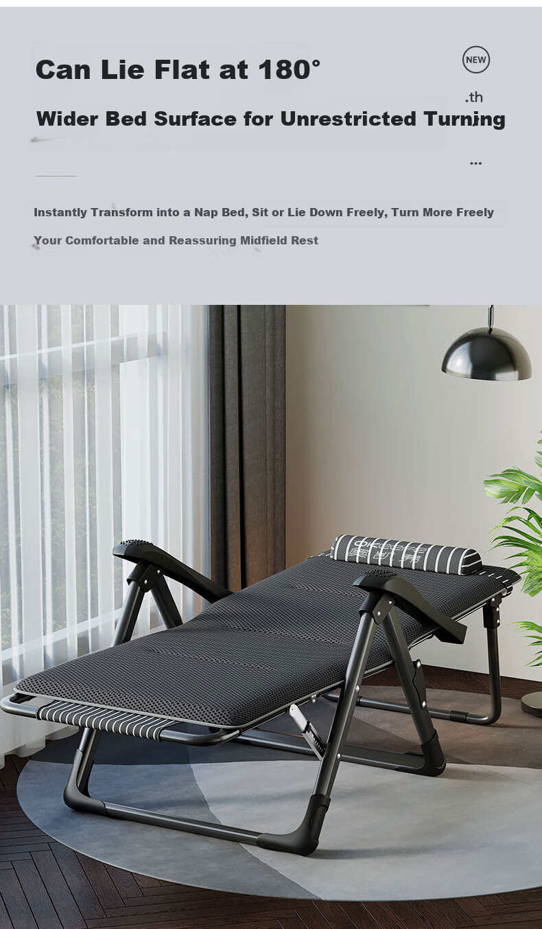 OKeefe Folding Bed, Lounge Chair, Office Nap Bed, Single Bed, Nap Chair, Accompanying Care Bed, Folding Chair, Camp Bed, 13 Adjustable Levels 5