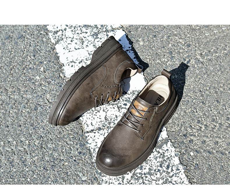 HLA Men's Fashion Retro Work Shoes Casual Leather Shoes HAAGZM2EAX050 Black Size 38 11