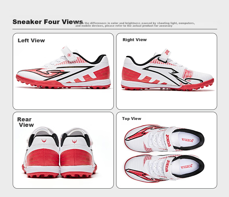 JOMA Children's Soccer Shoes with TF Turf Studs for Competition And Training, Ages 6-12, Red/white, Size 32 (200mm) 9