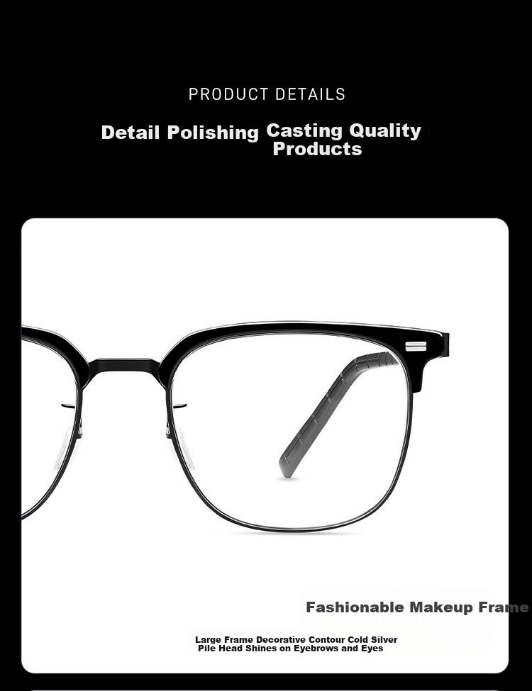 LOHO Thin Steel Series | Ultra-Light Myopia Glasses, Brow Frame Semi-Rimless, Blue Light Blocking, Professional Prescription Available, Men's Eyeglasses 15