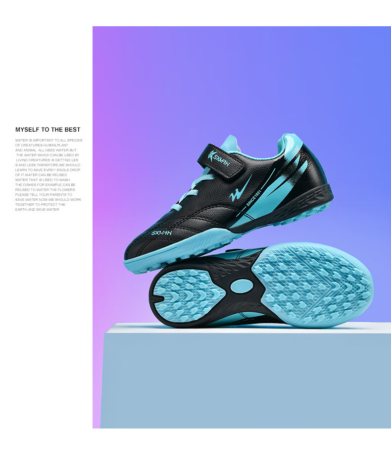 Shuangxing Kids Soccer Shoes Youth TF Turf Cleats Velcro Training Shoes Boys Girls Grass Football Sneakers Student Match Shoes 12