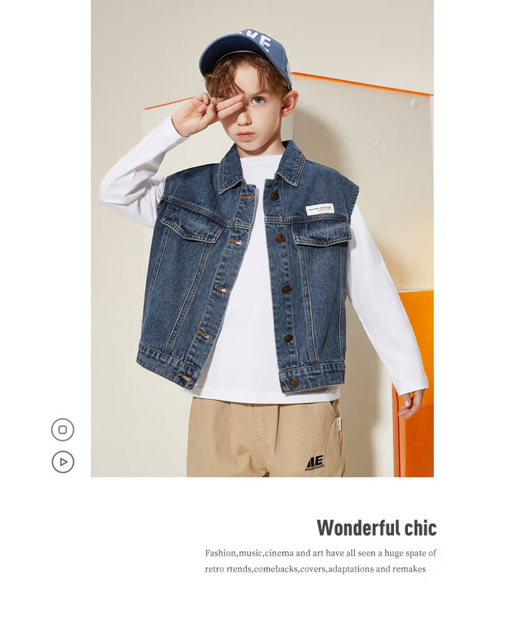 ASK JUNIOR Boys' Jacket, 2026 Autumn New Arrival, Denim Vest for Older Children And Teenagers 5