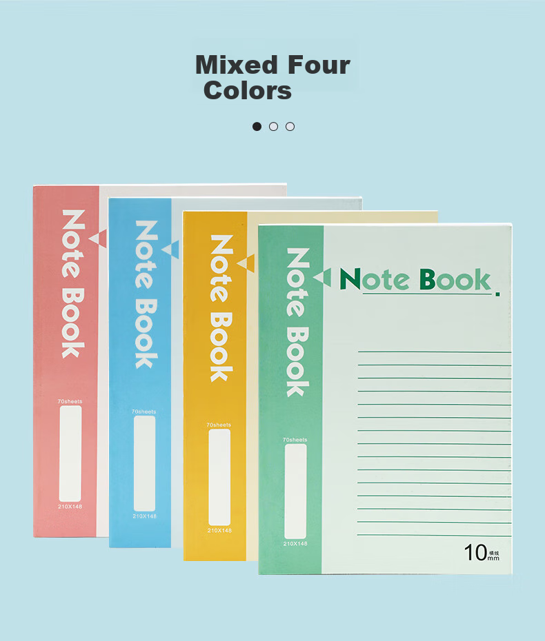 Bailiwen H-A5 Notebook A5 Thick Soft Cover Notebook with 20 Sheets And 10 Mixed Colors, Diary, Meeting Record Book, Soft Cover Exercise Book 3