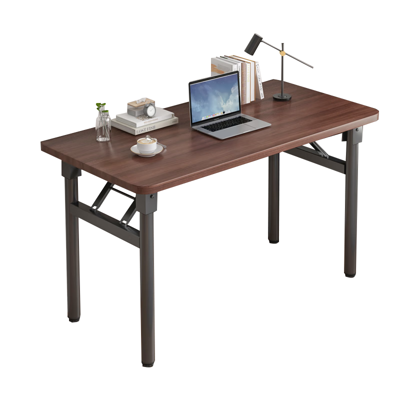 Jingcai Folding Computer Desk, Study Table, Office Desk, Training Table, Long Table JZ35 Black Walnut 80*40cm
