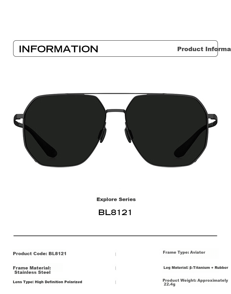 BOLON Sunglasses, Double-Frame Polarized Sunglasses, Aviator Driving Glasses for Men, BL8121 4