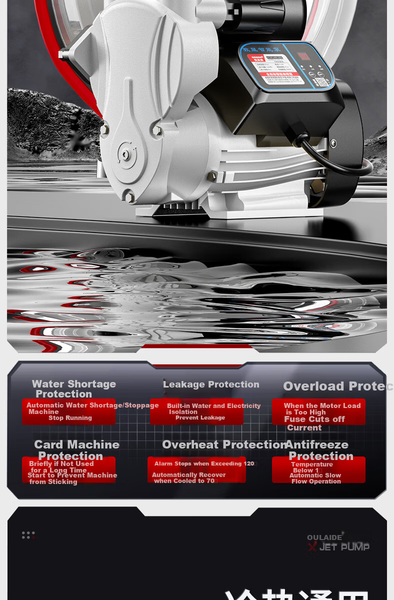 Oulaide Household Booster Pump, Fully Automatic Water Heater, Whole-House Water Pump, Pressure Boosting Pump, Pipeline Pump, Self-Priming Pump 15