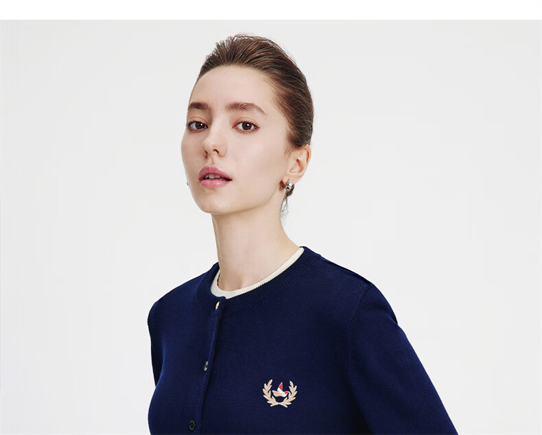 Navy Sail Italy Women's Soft Touch Crew Neck Knit Cardigan Classic Sweater Jacket 2334092061 Blue S 18