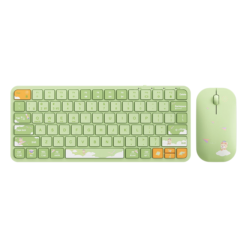 BOW Hangshi Yun Ding Xiang Jian Student Graduation Season College Entrance Exam Gift Ultra-Thin Dual-Mode Rechargeable Wireless Bluetooth Keyboard And Mouse Set for Office And Home Use 79 Keys - Chunche