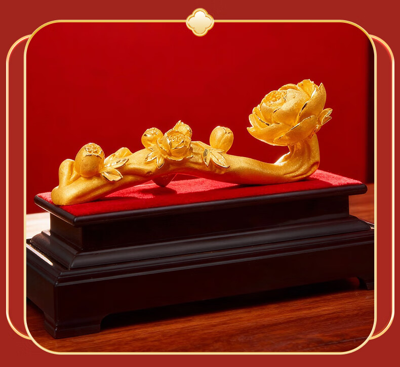 HUI XUAN LI Velvet Gold Ruyi Ornament Housewarming and Opening Gift New Chinese Style Living Room Entryway TV Wine Cabinet Office Decoration 1