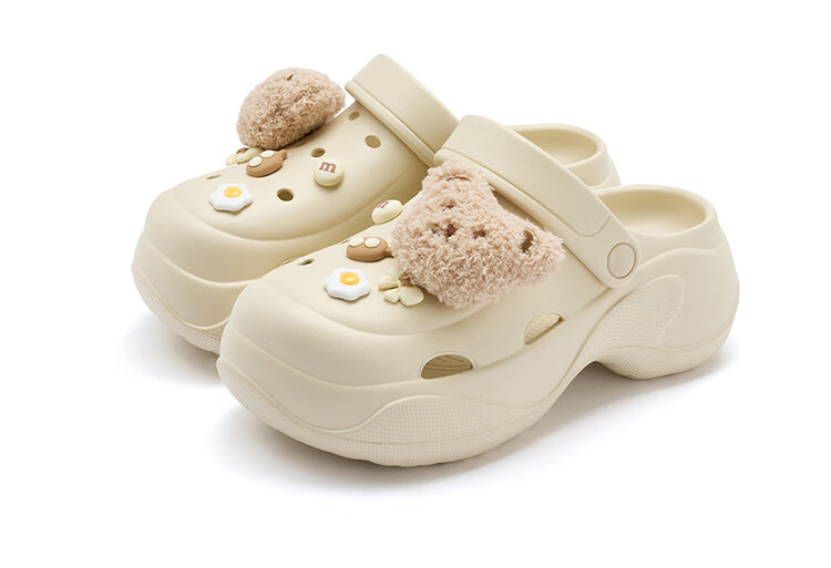Josiny Women's Fleece-Lined Holey Shoes Thick-Soled Winter Warm Cute Furry Cotton Slippers Black Size 36 16