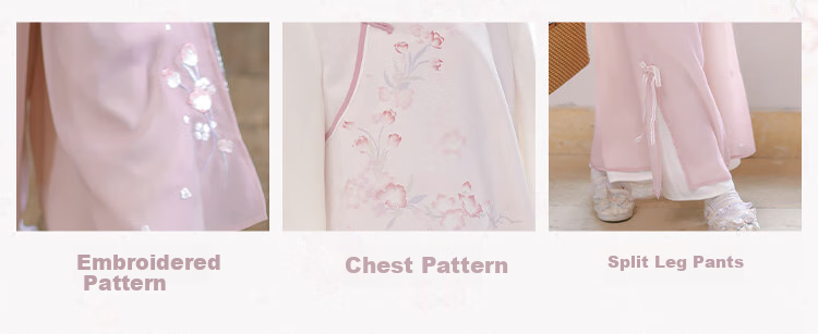 Qibo Hanfu Girls' Spring And Autumn 2026 Mid-Autumn Festival New Style Chinese-Style Tang Suit Children's Outfit Set, Floral Rain Pink, Size 140 3