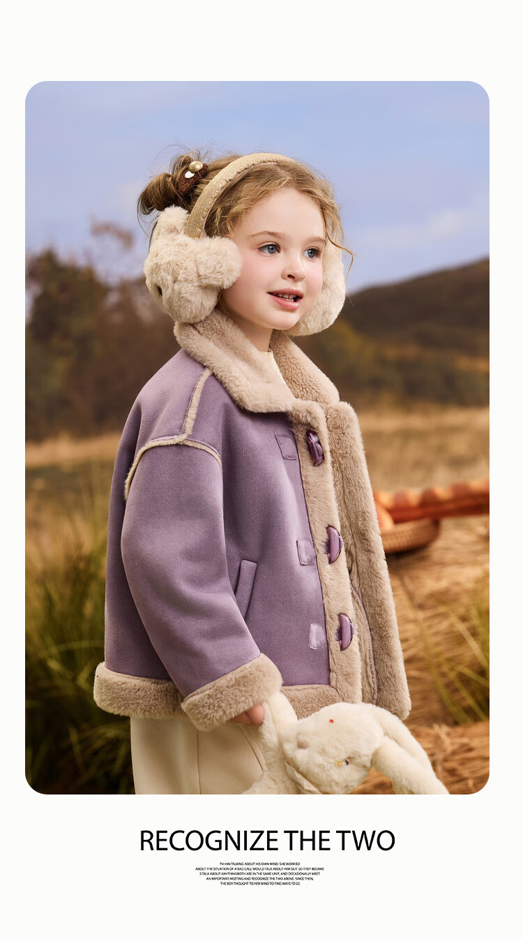 ASK JUNIOR Kids' Coat 2025 Autumn Toddler Horn Button Plush Coat Girls' Lapel Sweet Cute New Year Top 11