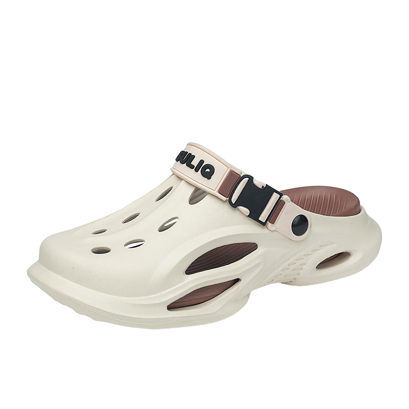 CARTELO Men's Perforated Sandals, Summer Outdoor Casual Slippers, Beach Shoes for Men, 1601 Beige Coffee, Size 40-41