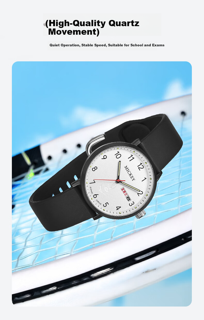 Disney Student Watch, Simple Waterproof Quartz Watch with Dual Calendar, for Middle And High School Students, Exam Watch MK-11809B 5