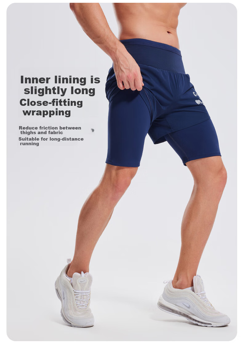 Cosleaf Men's Running Sports Shorts Summer with Liner Training Five-Point Pants Professional Waist Bag Pocket Marathon Fitness Pants 4