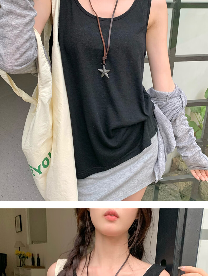 Free Style Snowflake Vest Women Sleeveless Cotton Tank Top Summer New Solid Color Basic Sleepwear Outerwear 15