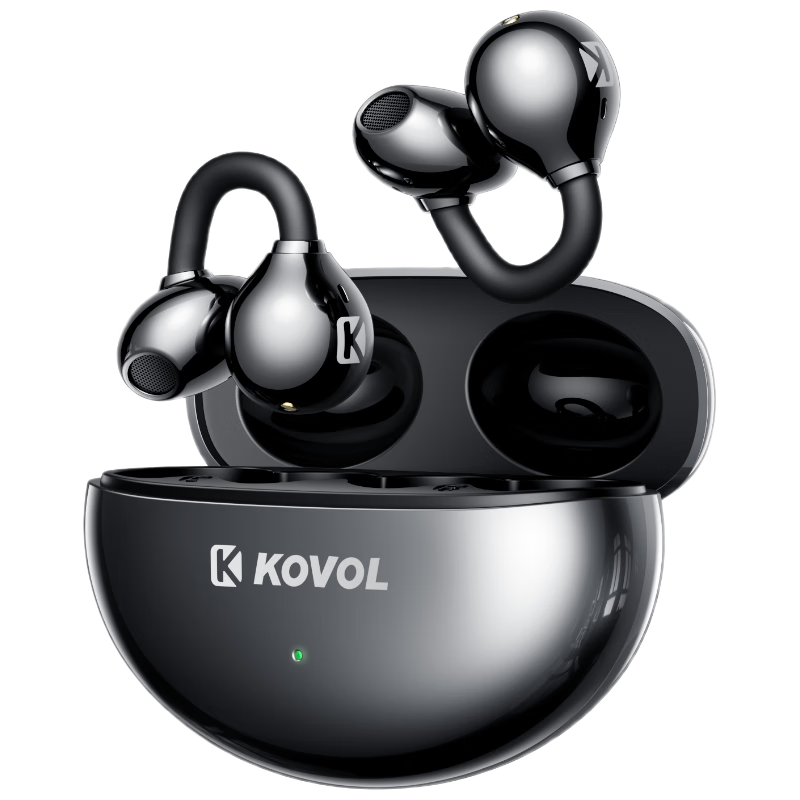 KOVOL Upgraded No Sound Leakage 2025 New Bluetooth Clip-On Bone Conduction Wireless Open-Ear Sports Running Long Battery Life Comfortable Wear Earphones