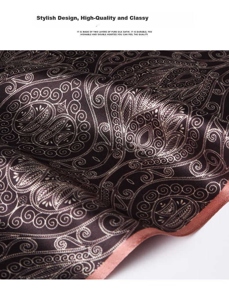 Hangsifu Men's Silk Scarf, Mulberry Silk Scarf, Small Square Scarf, Business Necktie, Birthday Gift for Husband Or Father, Black Horse Patter 11