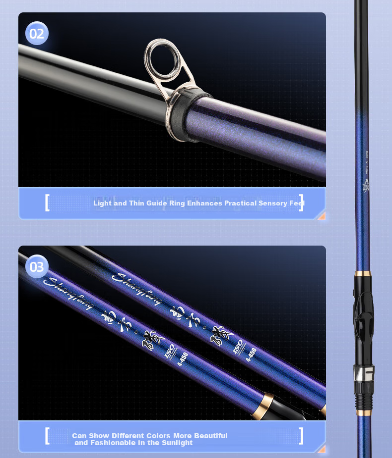Weilianmeng 4.5-Meter No. 4 Shangfang Rock Fishing Rod, Large Guide Rings, Sliding Float Rod, Ultra-Light And Ultra-Hard, Suitable for Both Hand And Sea Fishing, Rock Fishing Rod, Fishing Pole, Casting Rod 11