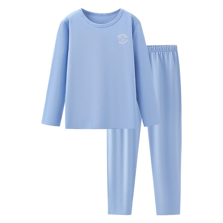Yingbolun Kids Thermal Underwear Autumn Cotton School Uniform Set Cotton Sweater Pajamas 81679 Blue Gray 160