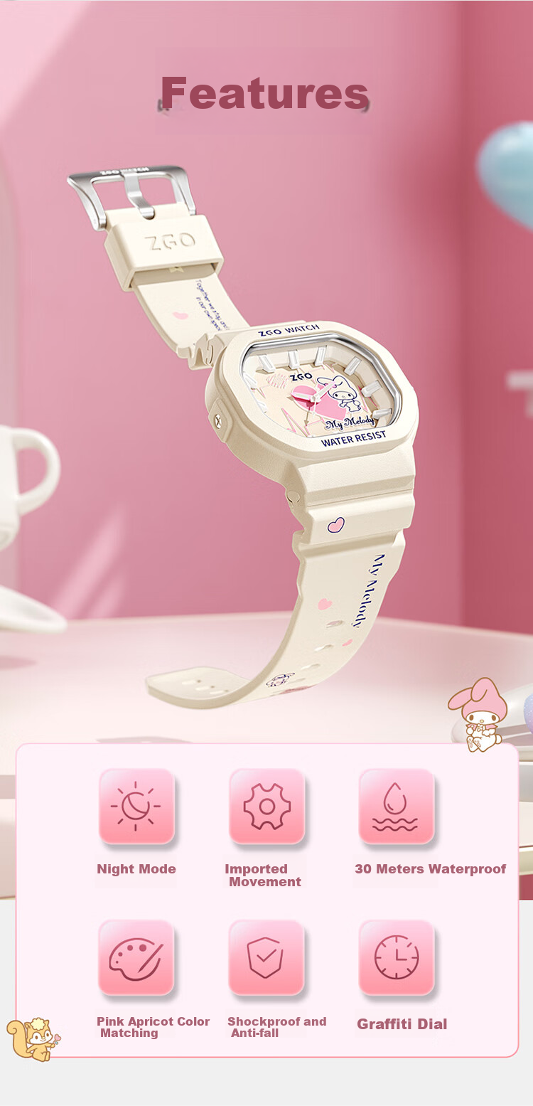 ZGO Sanrio Children's Watch, Only Time-Telling, Girls' Student Watch, High School And Middle School Students, Stylish Quartz Watch for Wome 2