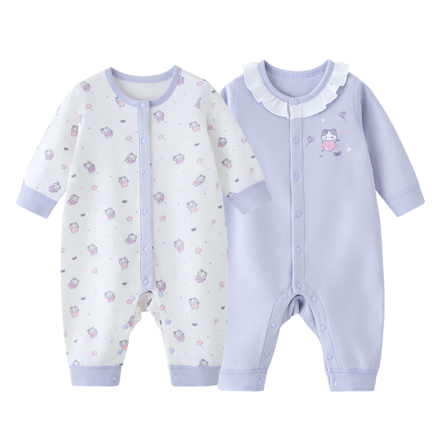 GB Baby Romper A-Class Cotton Jumpsuit 7A Antibacterial Anti-Mite 2-Pack Fantasy Playground Purple 73cm