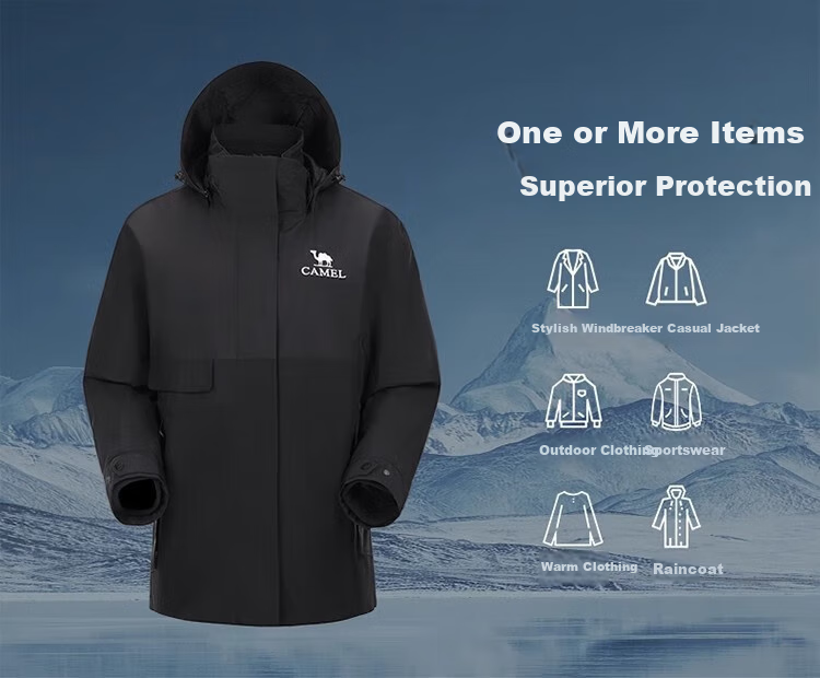 CAMEL Outdoor Three-In Jacket for Men And Women, Autumn And Winter New Fleece Inner Layer, Windproof And Waterproof Coat, Mountaineering Wear 15