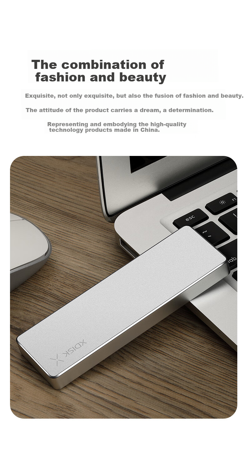Xiaopan (XDISK) 1TB USB3.2 Portable Solid State Drive (PSSD), M Series, Type-C, Silver, NVMe Protocol, Ultra-Thin Portable, Direct Phone Connection, Compatible with MAC 6