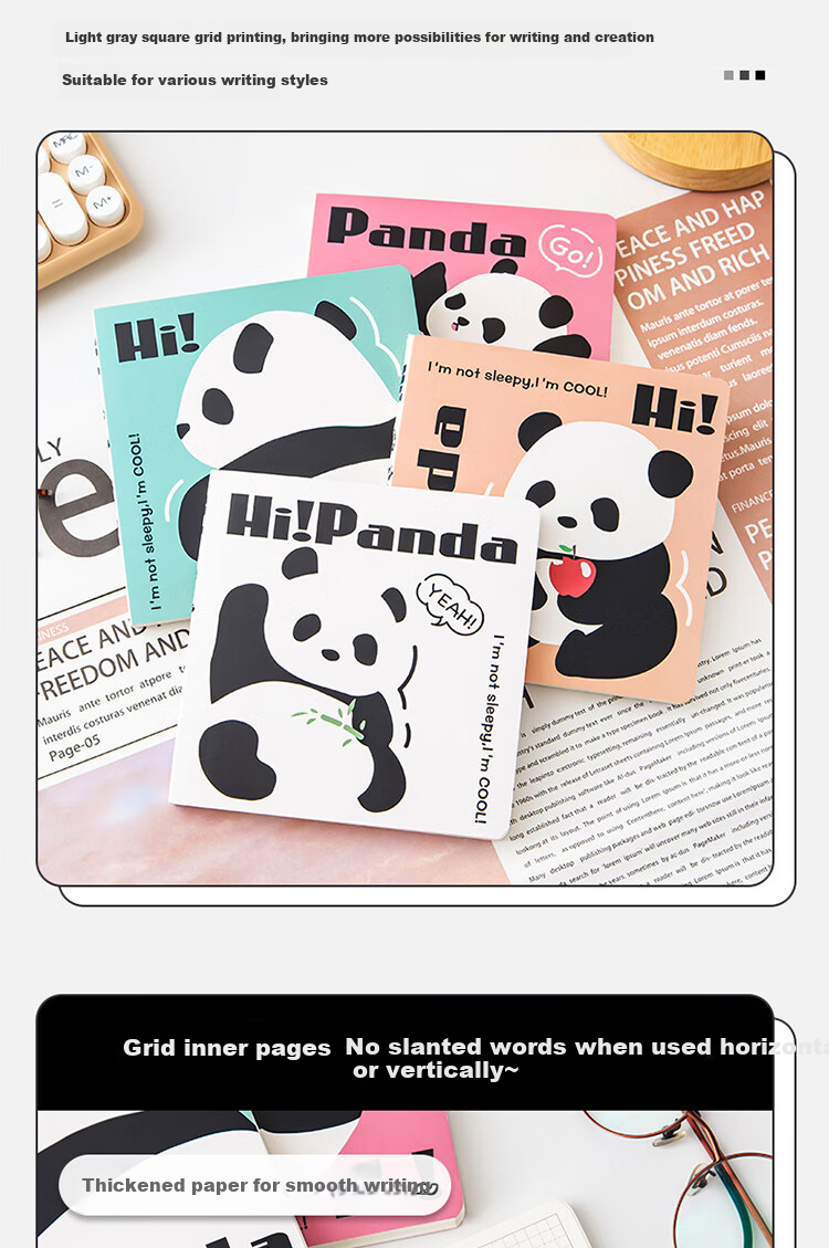 Yuhe 100 Sheets Square Notebook, Cute Cartoon Diary, Thickened Flat-Spread Error Correction Book, Student Research Notebook, Meeting Record And Schedule Book, Back-To Stationery, 4268 White 5