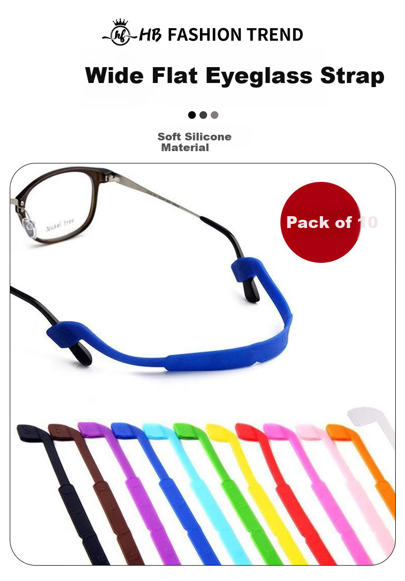 HB Silicone Round Head Glasses Strap*10 Pieces, Sports Glasses Fixing Anti-Slip Non-Drop Binding Rope for Children And Adults Eyewear 1