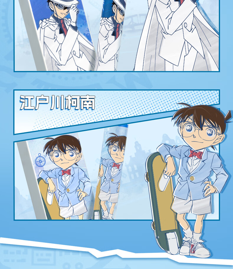 AIHAO Detective Conan Student Fountain Pen EF Nib Erasable Ink Refill Pen for Third Grade Children Handwriting Practice + 4 Blue Ink Refills Conan DFP3990 1