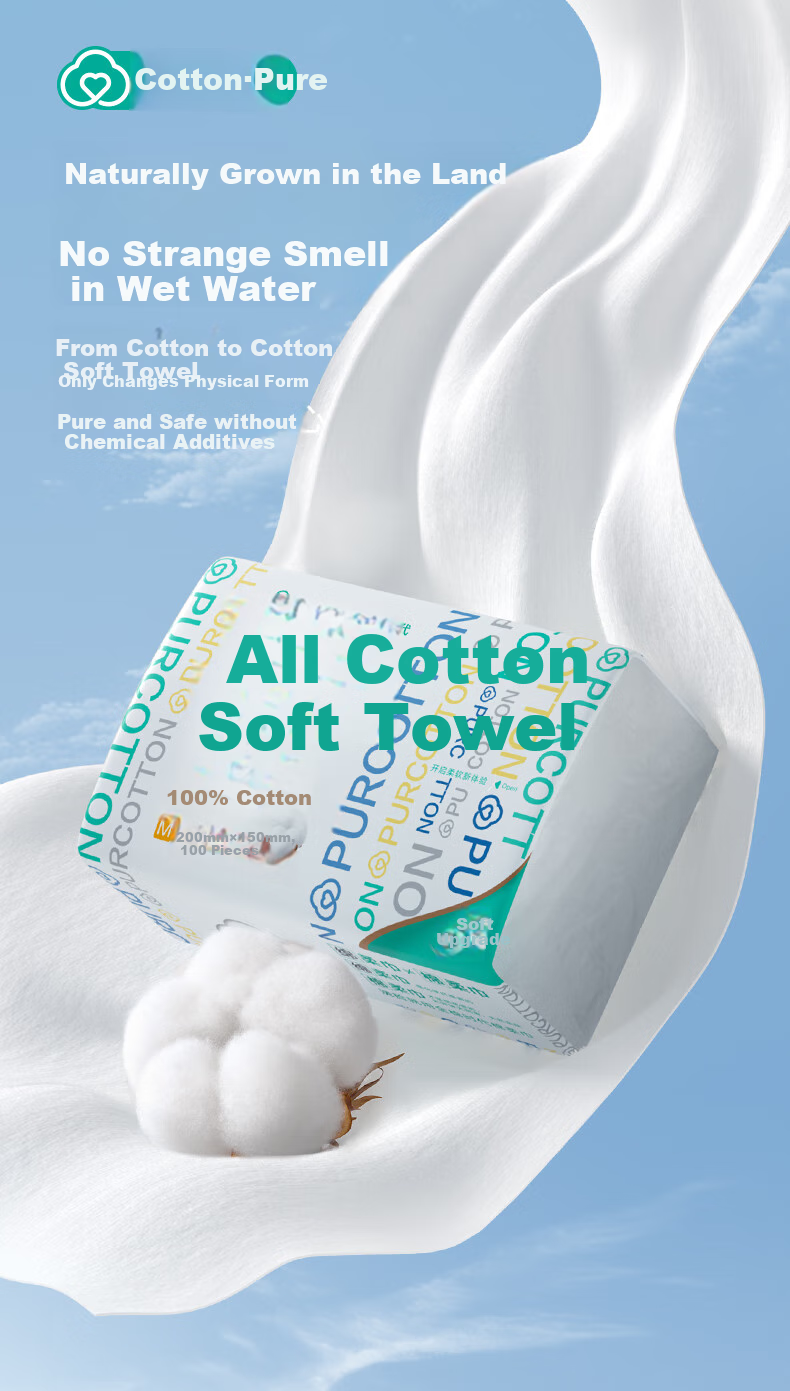 PurCotton Facial Cleansing Wipes, 100 Sheets * 1 Pack, 100% Pure Cotton Soft Towels, Disposable Face Towels, Sold by JD, 15*20CM 6