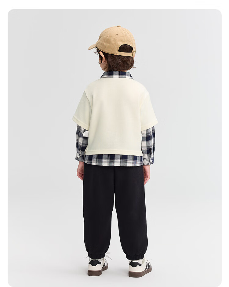 BALABALA Boys' Sweatshirt, Plaid Patchwork Faux Two-Piece Long-Sleeve Top, Autumn Wear, Preppy Style, 209325121101 9