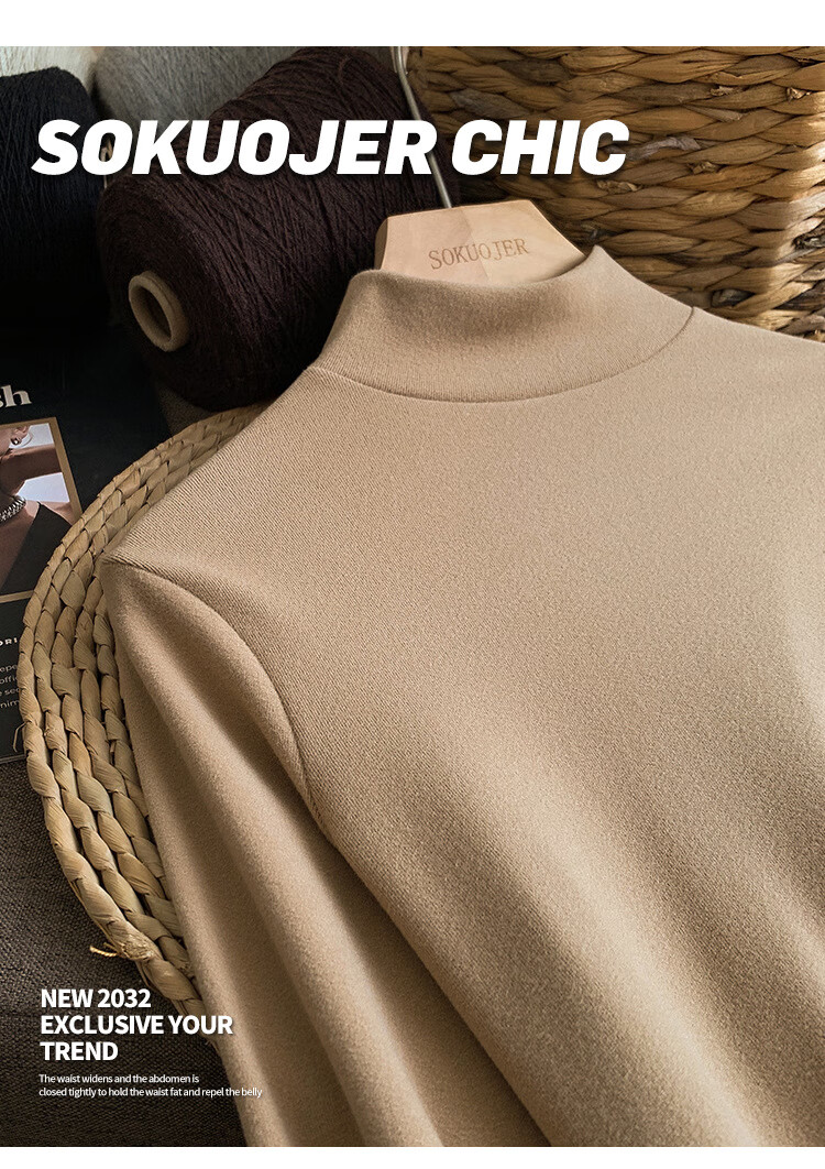 Langsha Women's Autumn New Stylish Slim Fit Long Sleeve Turtleneck Base Layer Top 18