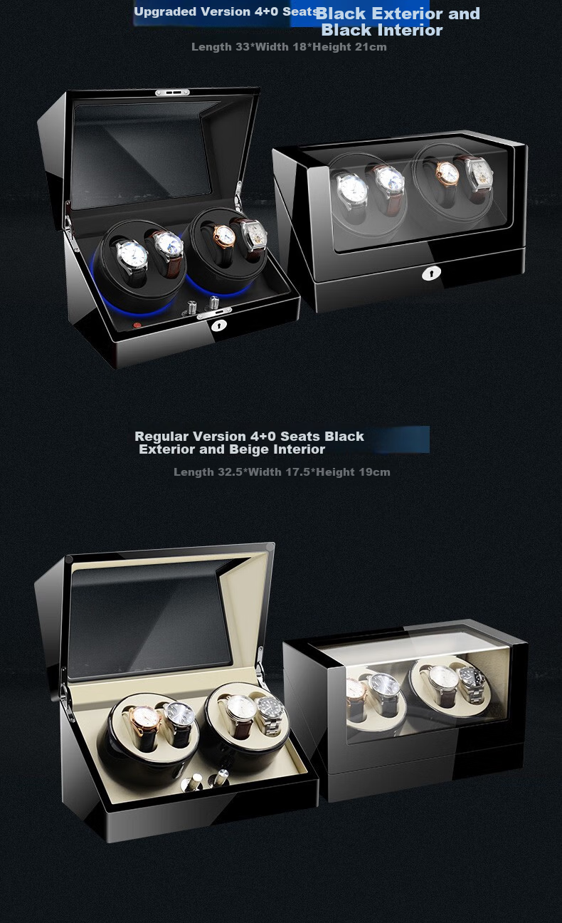 DUOJINJIANG Wristwatch Converter, Automatic Anti-Magnetic Watch Winder with Atmosphere Light, Can Store Watch (Battery + Plug-In) 4