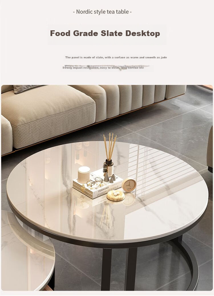 Gupujia Rock Slab Coffee Table, Living Room Modern Minimalist Light Luxury Small Apartment Reception Tea Table, Sofa Glass Side Table, Balcony Small Corner Table 4