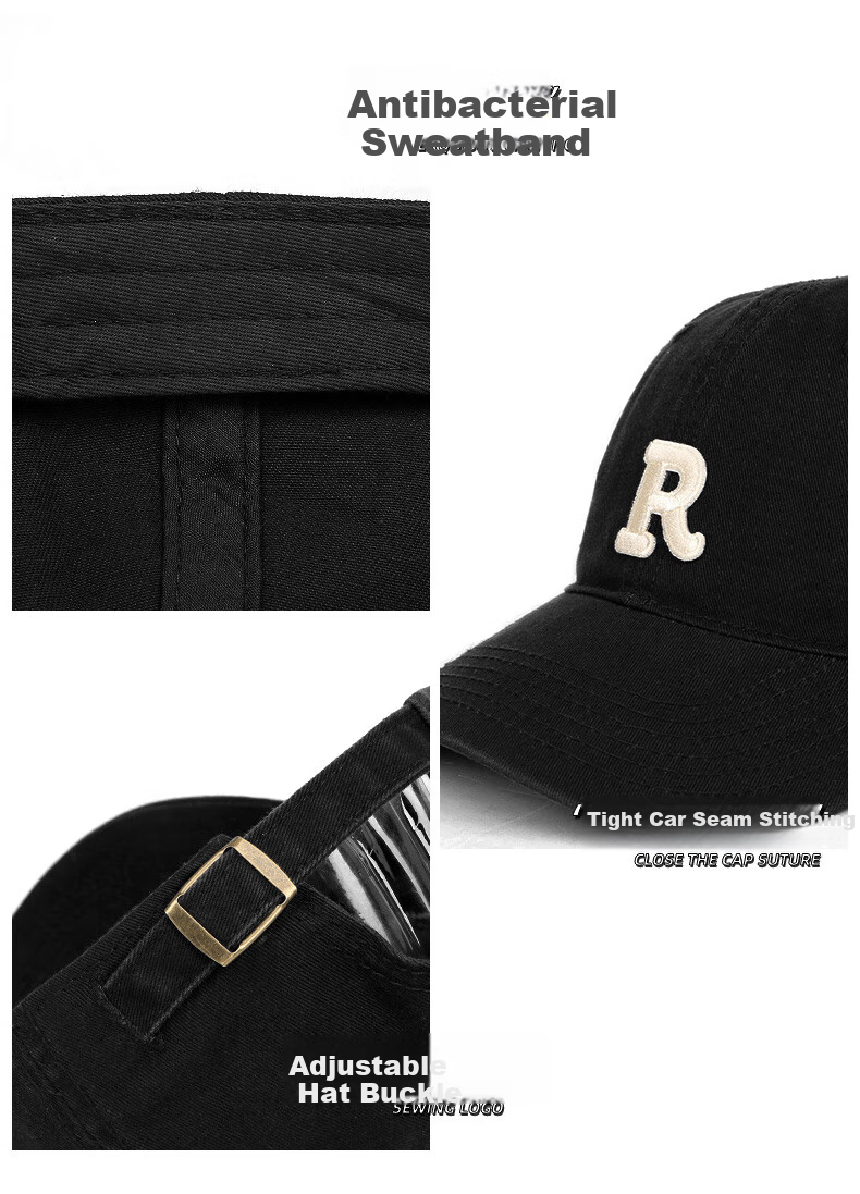TUCANO R Logo Baseball Cap Women Large Head Circumference Slim Face Versatile Sports Hat Men Korean Style Duckbill Cap Trendy 12