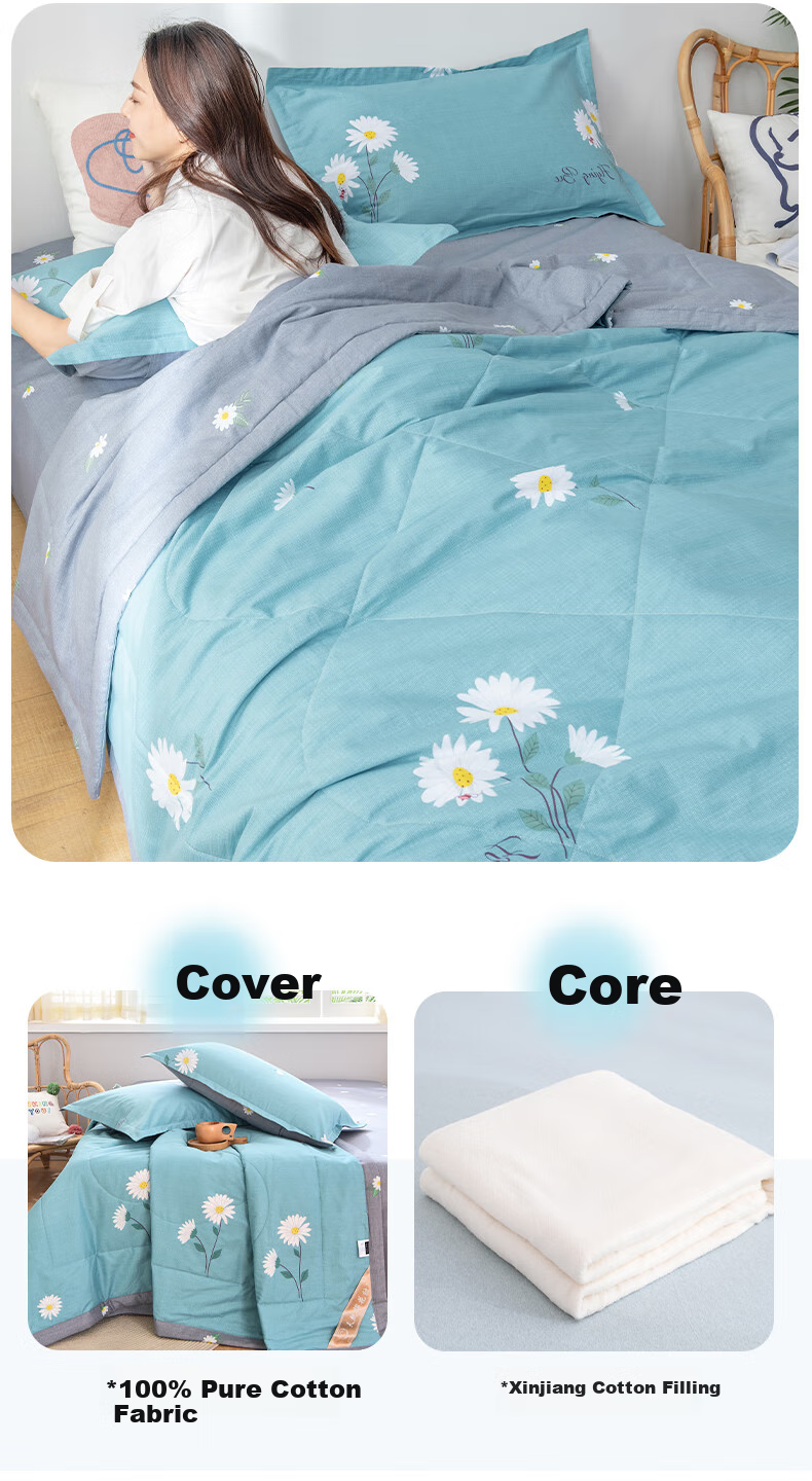Yunjin Air Conditioning Quilt, 100% Cotton Interior And Exterior, Xinjiang Cotton, Summer Cool Quilt, Thin Blanket, 150x200cm, Lime Mint 5