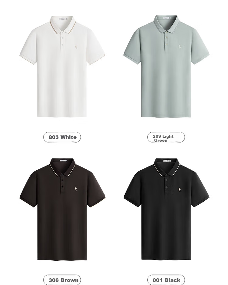 DANCING WOLVES [7A Antibacterial & Instant Cooling] Smooth Mulberry Silk Men's Short-Sleeve POLO 803 Pure White M (170) 8