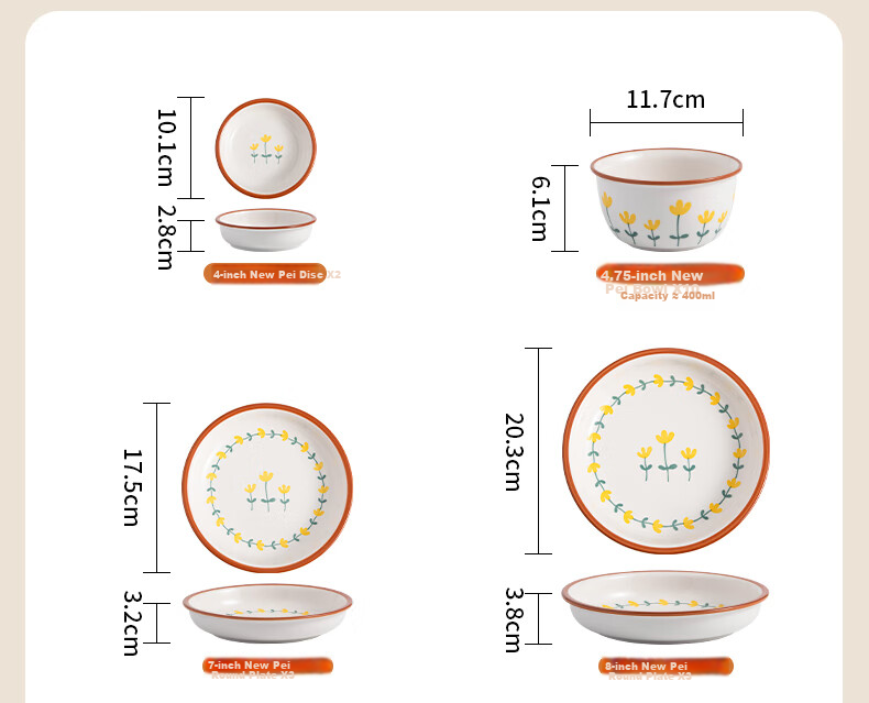 CERAMICS Ceramic Tableware Set, Simple Underglaze Colored Bowls And Chopsticks for Home Use, Housewarming Gift, 42-Piece Mountain Chrysanthemum Gift Box Set 5