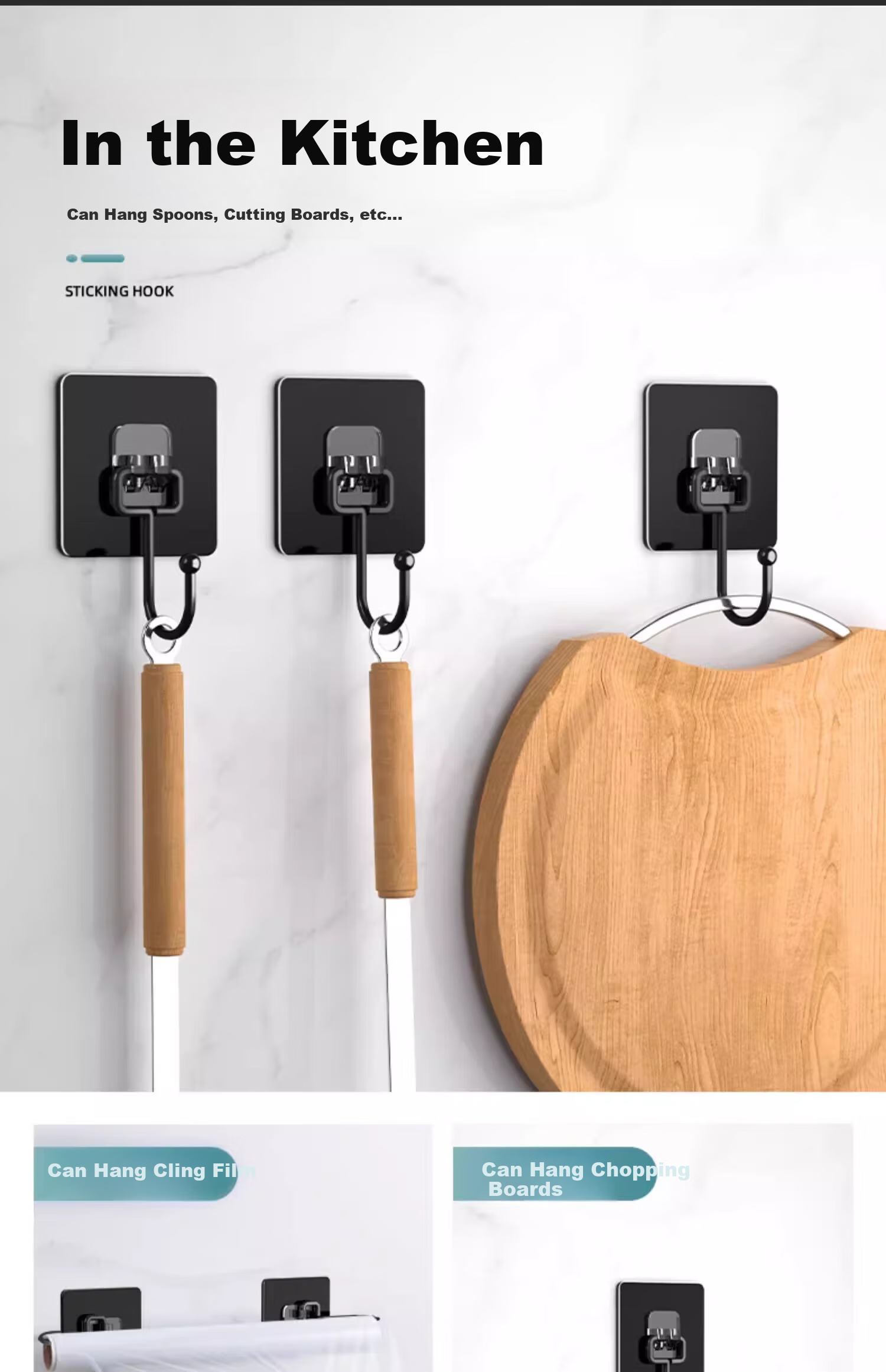Xinpei Heavy-Duty Metal Hooks, No Drilling Required, Kitchen Bathroom Seamless Hooks, Strong Adhesive-Free Hooks for Bedroom And Bathroom, Indoor Hanging Hooks 4
