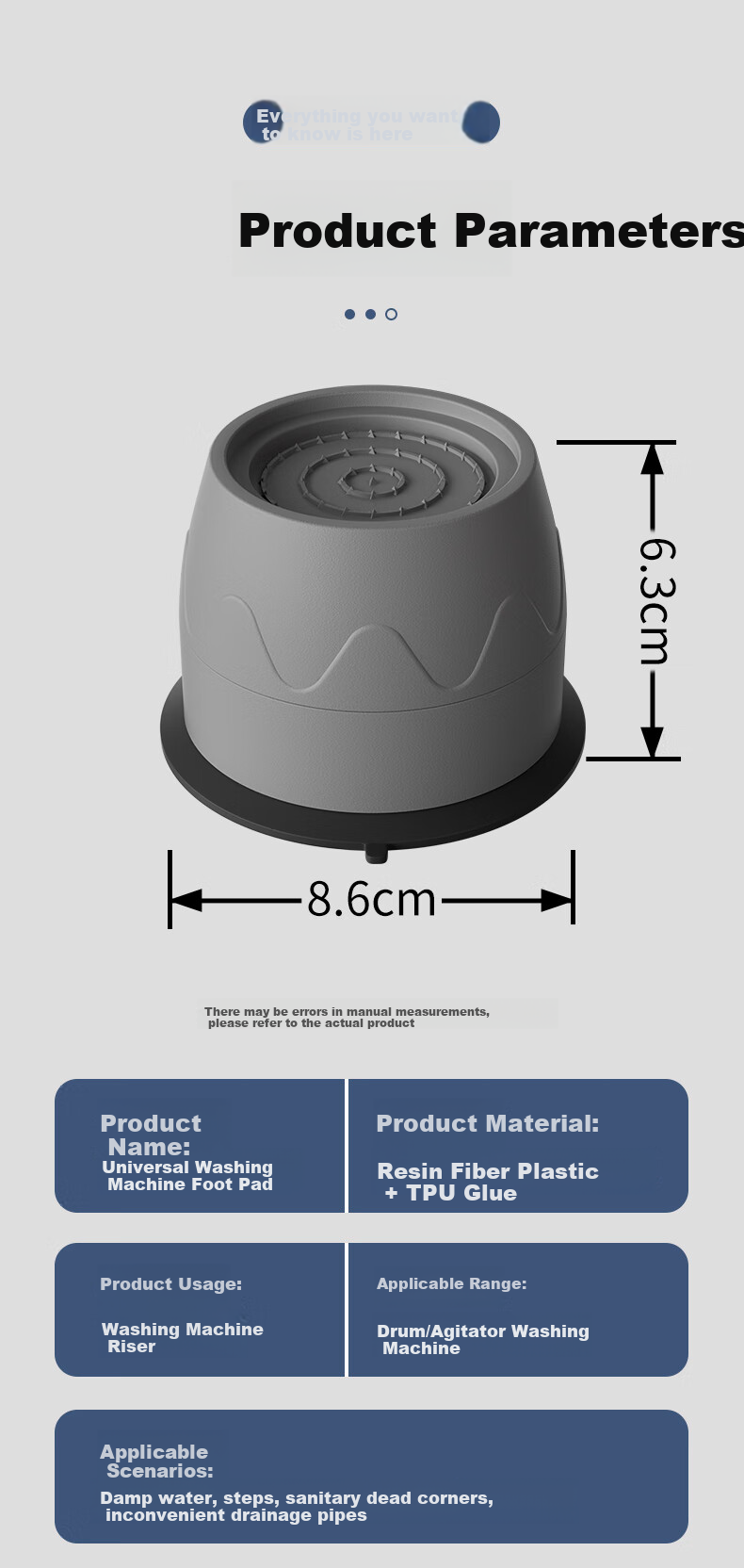 Zhaizhiduo Washing Machine Base Stand, Universal Drum Washing Machine Pad, Anti-Slip And Anti-Vibration Foot Pad 11